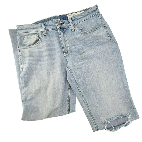 Rag & Bone Jeans Boyfriend Light Wash Distressed Raw Hem Womans Size 27 VL1019 - Picture 1 of 12